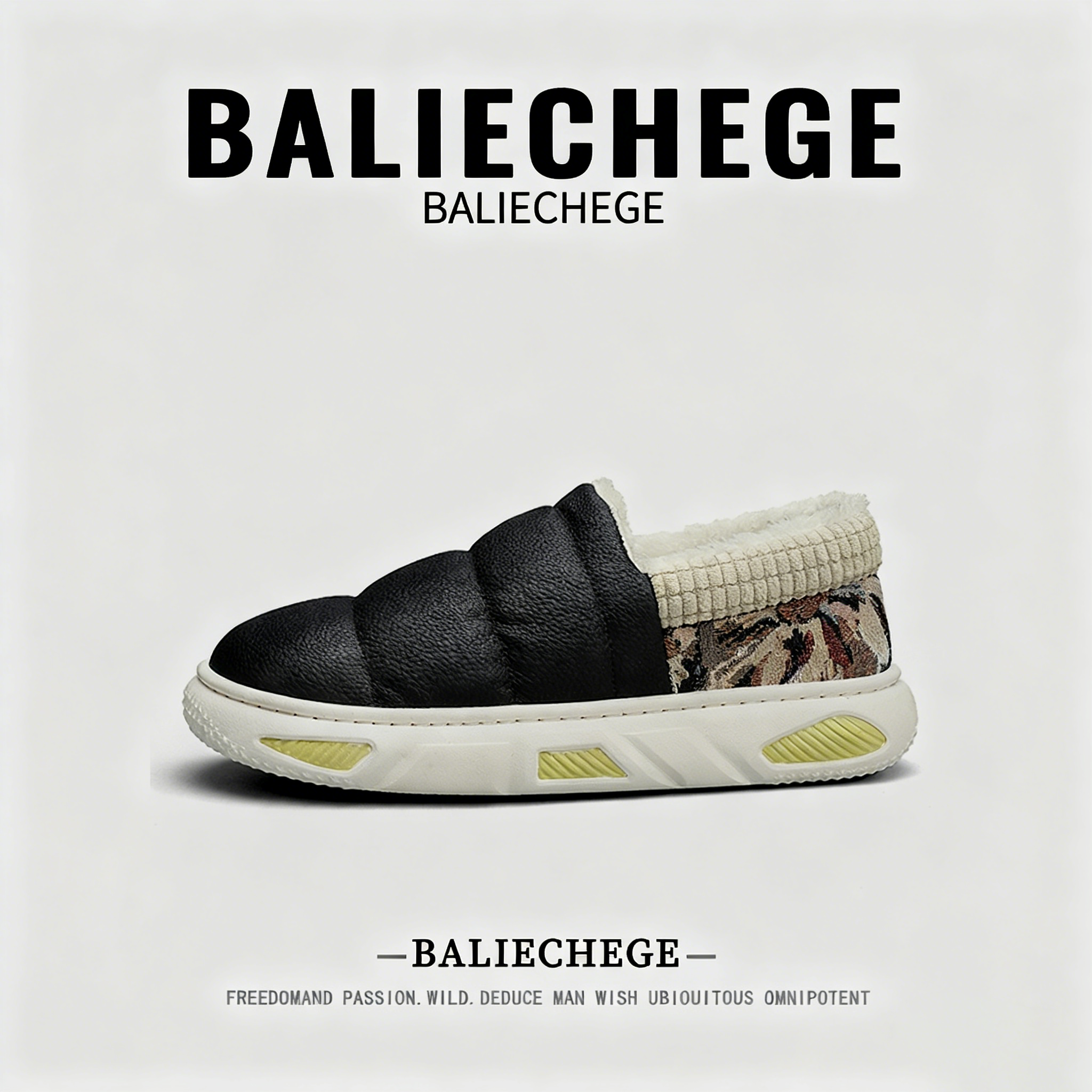 【法国BALIECHEGE专柜】冬季男士居家棉鞋2025新款加绒室内两穿