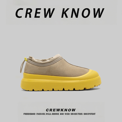 【法国CREW KNOW专柜】二层牛皮冬季棉内里短筒雪地靴防寒户外休
