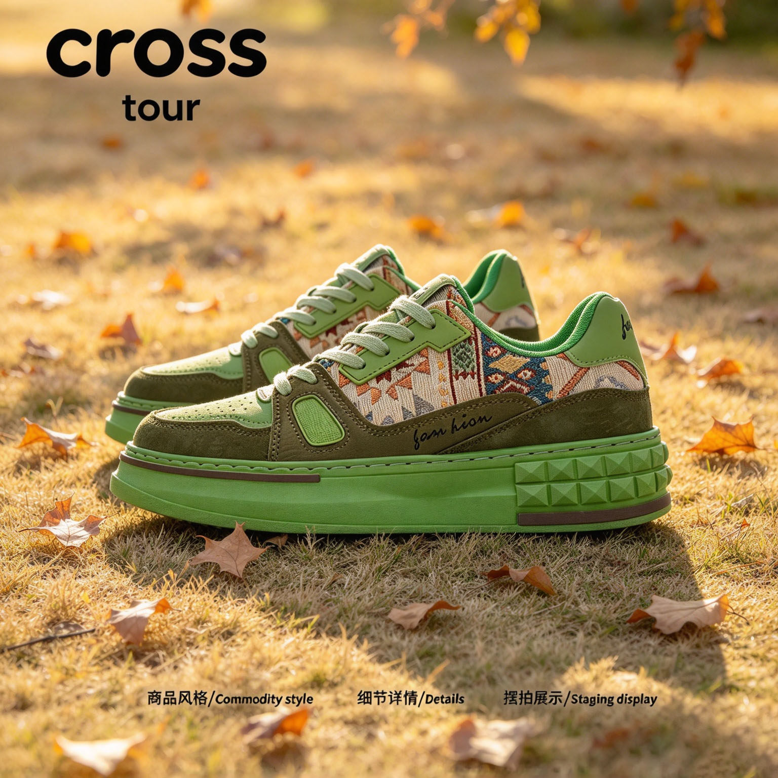 【孤质凝雅】Cross tour时尚民族风厚底休闲板鞋舒适休闲时尚潮鞋