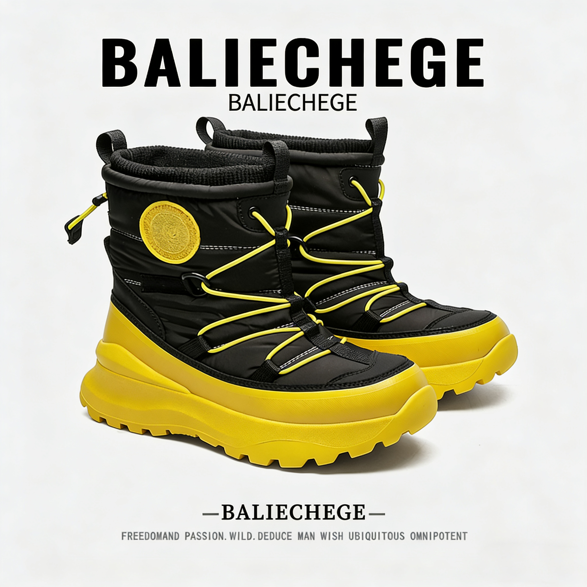 【法国BALIECHEGE专柜】时尚高帮雪地靴系带户外鞋2025新款冬季男