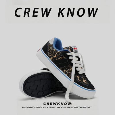 【法国CREW KNOW男鞋】2026年春季休闲板鞋日常百搭鞋豹纹低帮