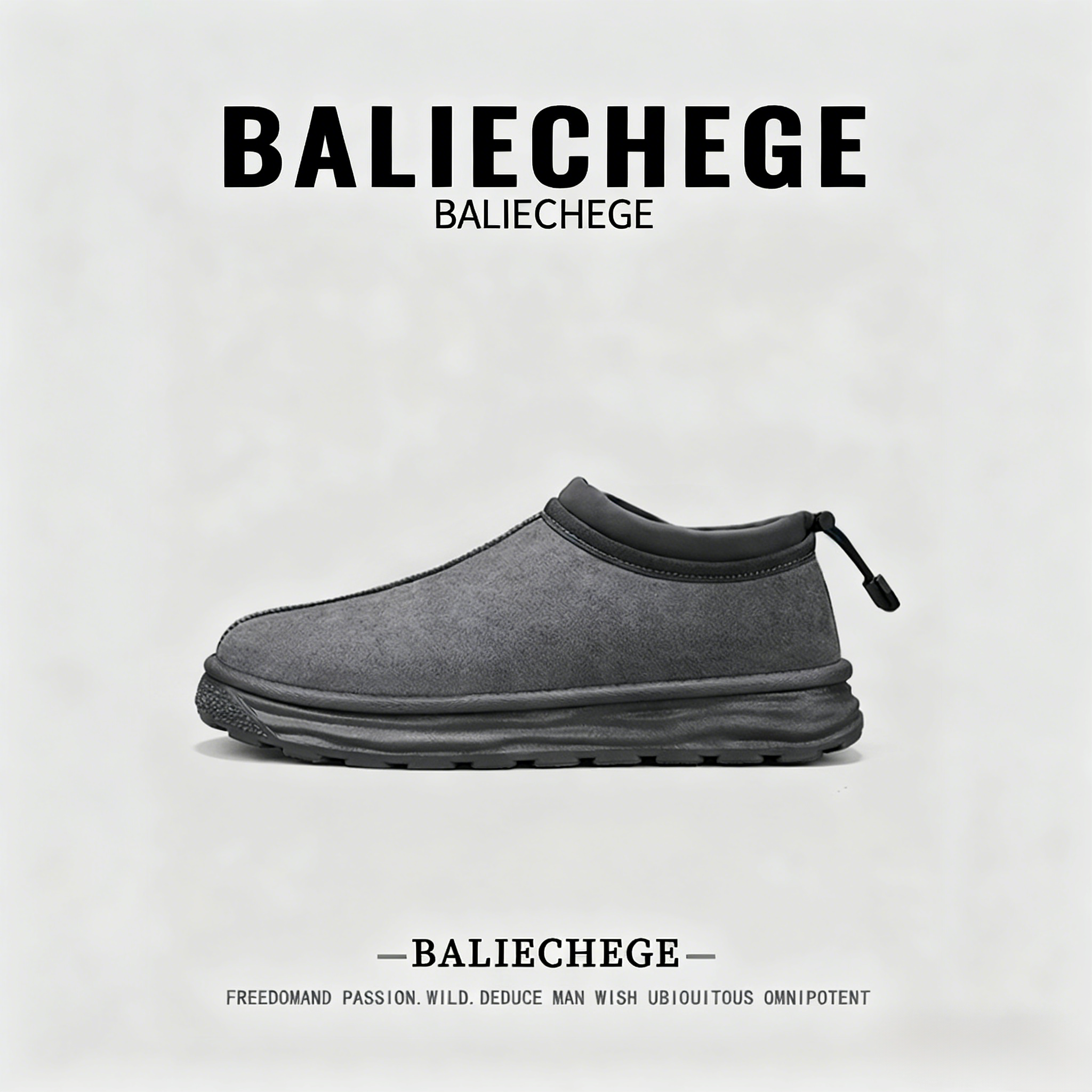 【法国BALIECHEGE专柜】2025新款雪地靴男厚底编织毛毛勃肯鞋休闲