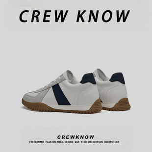 CREW 男鞋 轻质运动休闲拼色系带德训鞋 春秋青年圆头 KNOW时尚