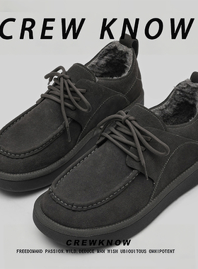 【法国CREW KNOW专柜】2025年冬季加绒短筒防滑雪地靴深灰色棉内