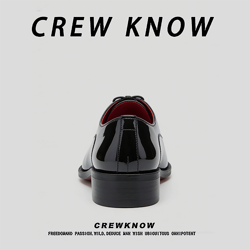 【法国CREW KNOW专柜】皮革商务系带休闲皮鞋纯色春秋黑色圆头,流行男鞋,休闲皮鞋,淘宝优惠券,粉丝福利购,淘宝优惠卷