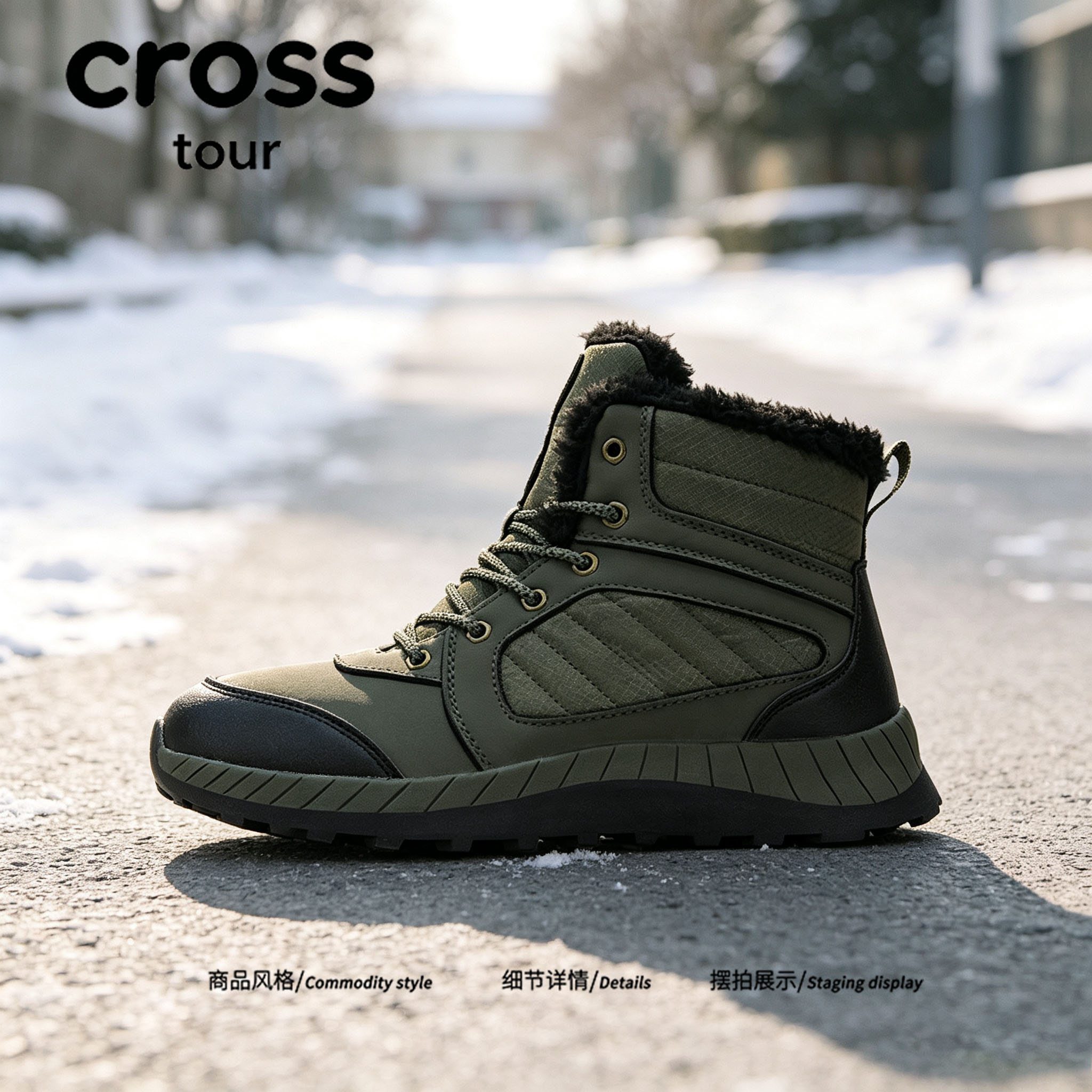 【小众设计】Cross tour机能工装雪地靴高帮冬季户外登山抗寒棉靴