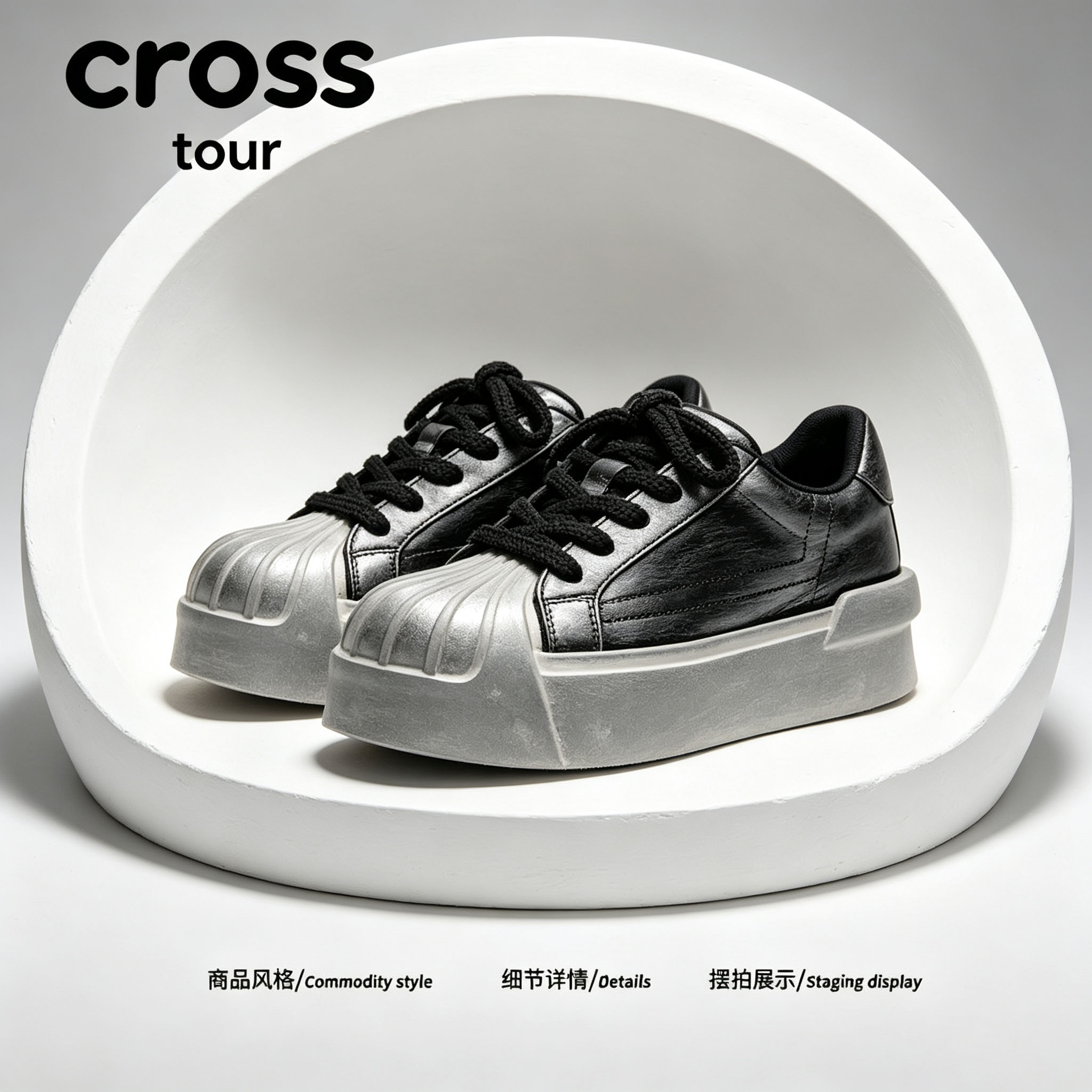 【素简有度】Cross tour复古厚底贝壳头板鞋休闲百搭耐磨低帮潮鞋