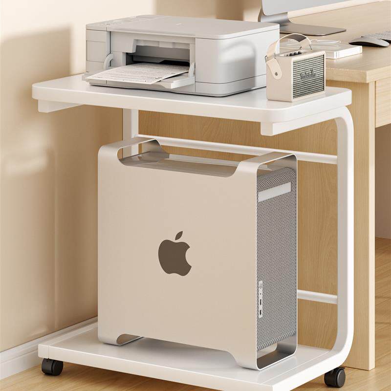 优选电脑主机托架两层带轮桌下台式机箱收纳推车底座架移动托盘放
