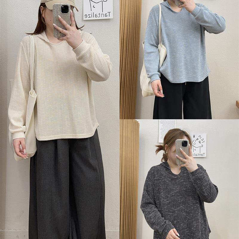 优选宛宛大码慵懒休闲连帽毛衣针织衫女胖mm宽松显瘦内搭打底外穿