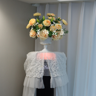 冰箱上的装饰摆件客厅茶几上摆放的花空调柜机罗马花盆仿真假花艺