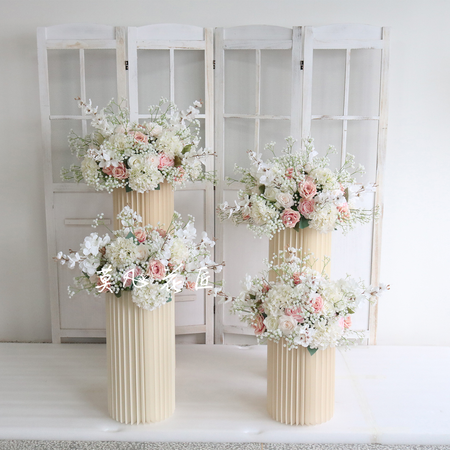 婚庆道具甜品台假花立柱摆放花球花柱酒店婚礼布置橱窗装饰摆件