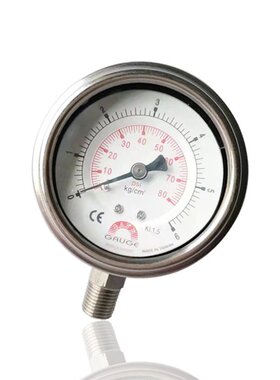 供台湾华记径向耐振压力表不锈钢充油注液YBN63 6KG 80PSI 1/4PT