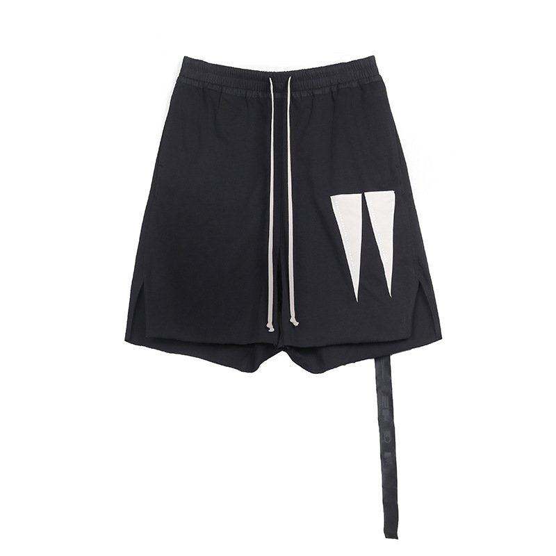 INVISIBLEIVM暗黑RO三角贴布开叉毛边卷边宽松休闲五分裤欧美短裤,男装,短裤,淘宝优惠券,粉丝福利购,淘宝优惠卷