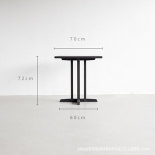 白蜡木碳化黑色一方咖啡桌侘寂风实木方桌民宿餐桌阳台桌