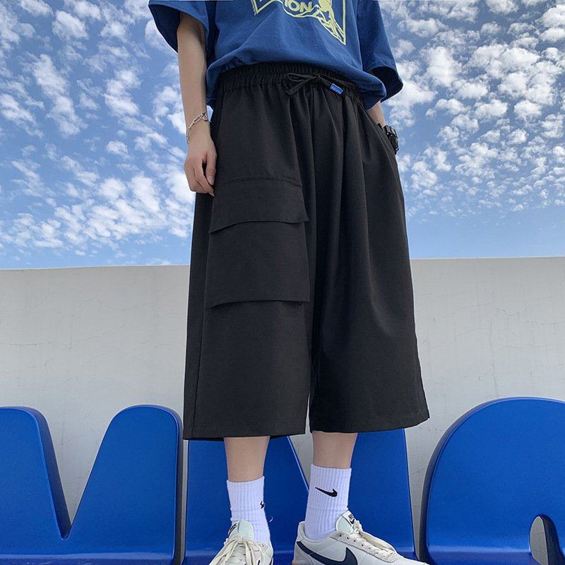 短裤男阔腿薄款设计感大裤衩夏季外穿潮流工装七分裤宽松冰丝裤子,男装,短裤,淘宝优惠券,粉丝福利购,淘宝优惠卷