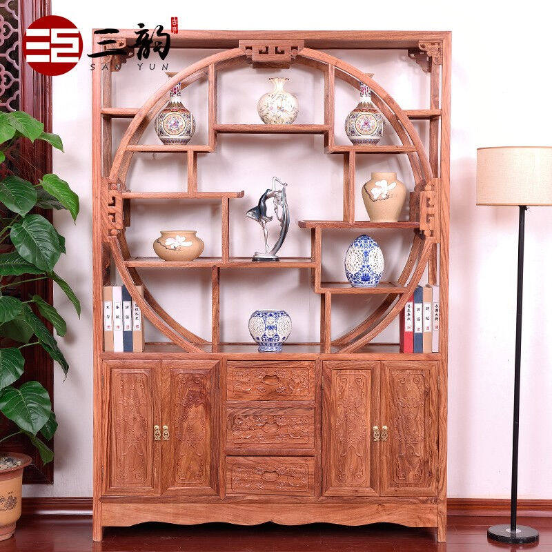 三韵红木家具非洲花梨（学名：刺猬紫檀）博古架客厅置物架实木储