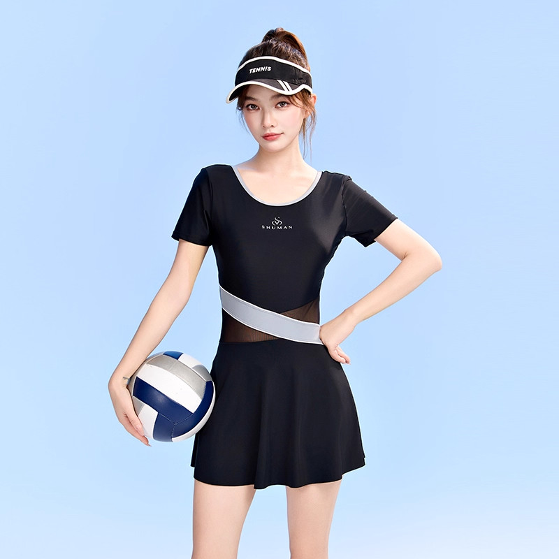 正品维多利亚2025新款泳衣女连体裙式修身保守大码微胖女孩游泳装