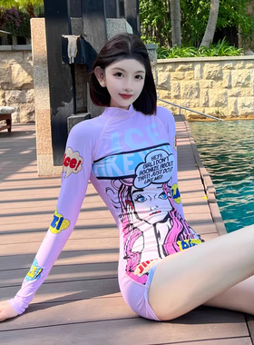 正品维多利亚新连体平角大码保守显瘦温泉卡通浮潜防晒冲浪沙滩服