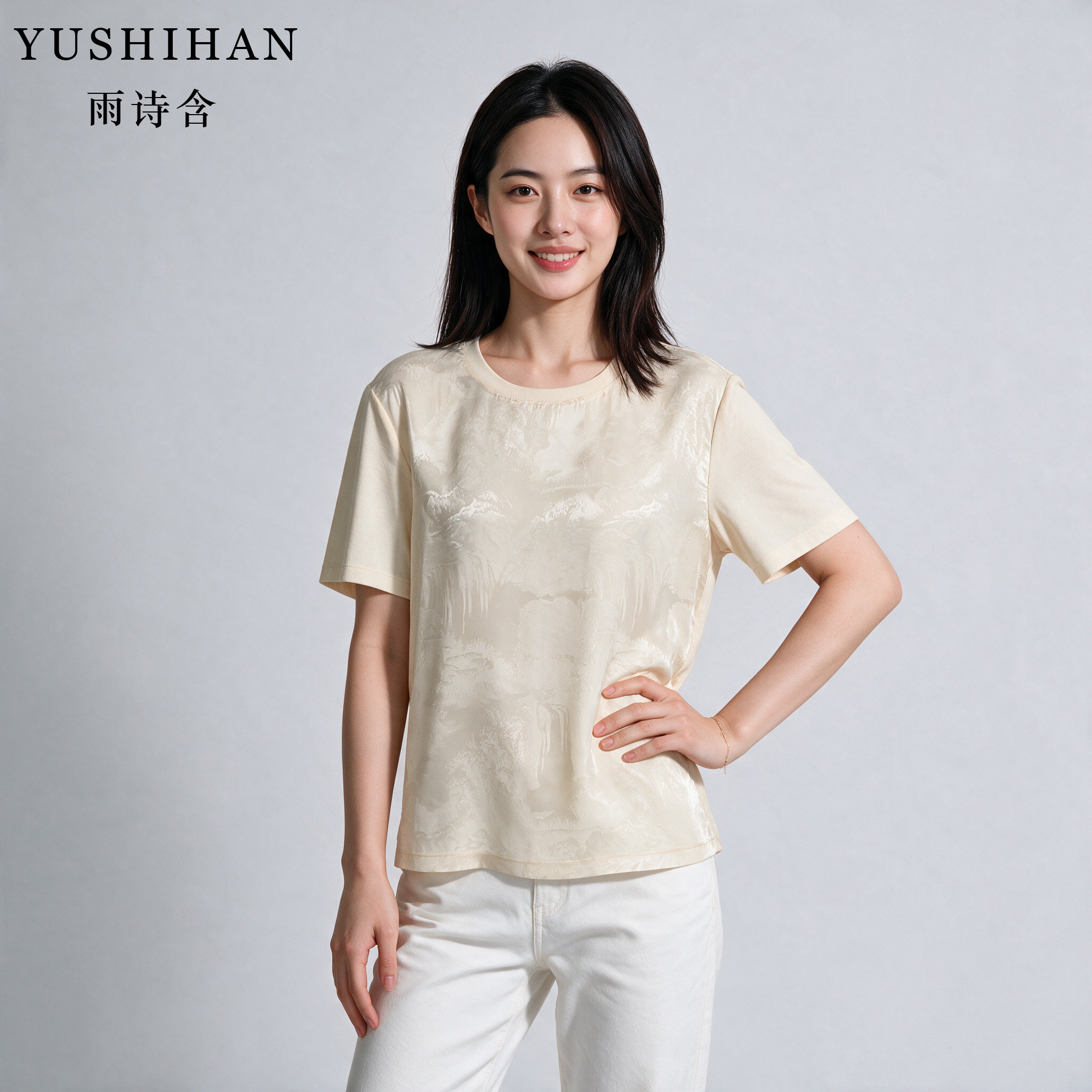 YUSHIHAN桑蚕丝短袖T恤女