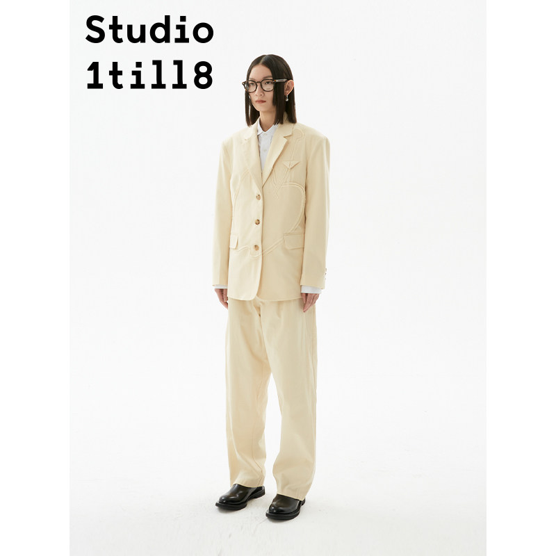 Studio1till8｜文艺复古日系知识分子少女中性棉质直筒西裤