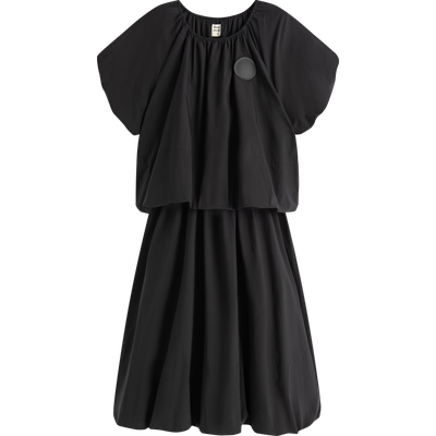 Studio1till8｜黑白双色度假松弛感天丝棉廓形按钮云朵短袖连衣裙