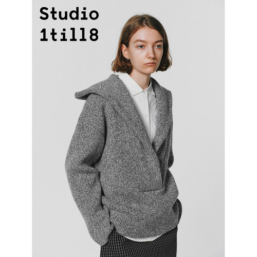Studio1till8混纱海军领毛衣