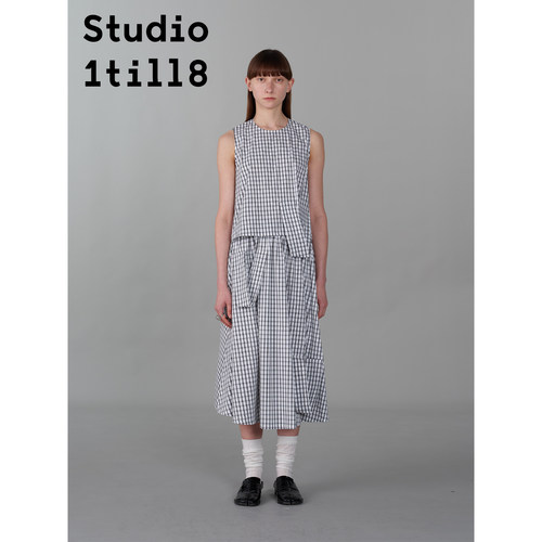 Studio1till8格纹马甲半裙套装