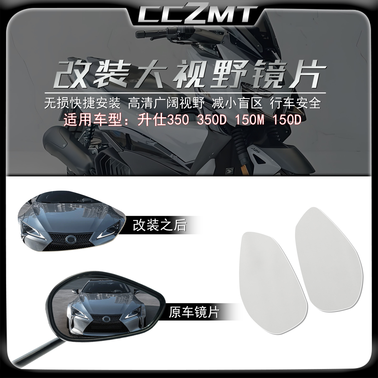 适用升仕150D150M大视野镜片