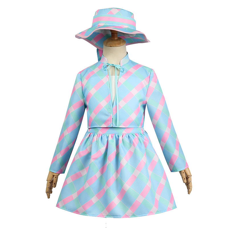 真人版芭比cos服 芭比蓝色套装礼服连衣裙成人儿童万圣节表演服