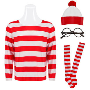 聪明的沃里 Where's Wally 英国动漫人物cosplay服 万圣节男女装