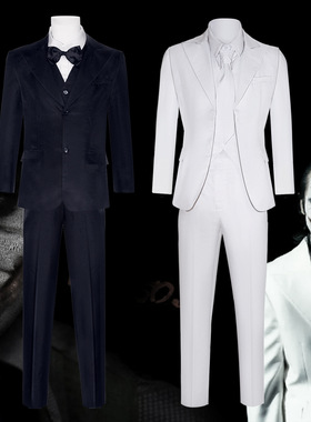 小丑2cos服装 电影双重疯狂Joker杰昆菲尼斯黑色礼服西服cosplay
