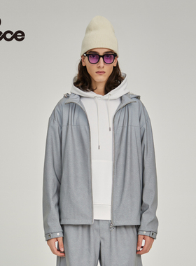 PECE 春秋 男士连帽夹克 反光科技感外套