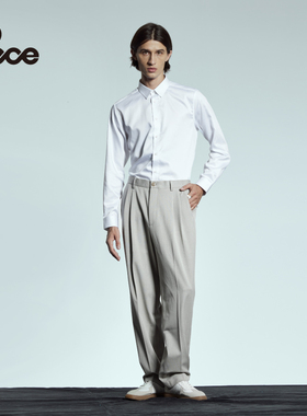 PECE 春秋 男士休闲长裤 垂感双褶直筒西裤