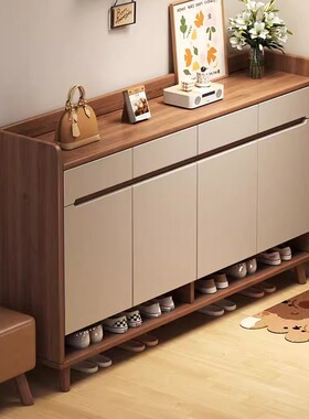 实木鞋柜家用门口2025新款入户玄关柜靠墙储物柜楼道走廊收纳鞋架