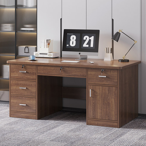 实木带锁办公桌电脑桌