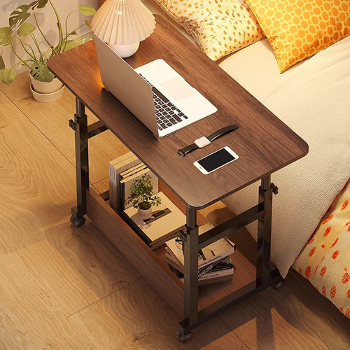 电脑桌实木小桌子可移动升降桌家用多功能办公书桌简易卧室床边桌