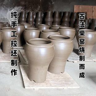 纯手工黑陶鼓型兰花盆莲瓣兰大雪素花盆黑陶泥瓦盆高筒花盆兰花盆