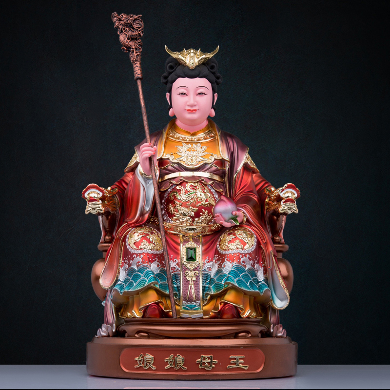 树脂玉帝王母神像金缕彩玉皇大帝瑶池金圣西王母娘娘家用客厅摆件