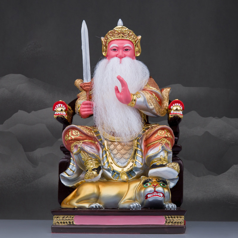 树脂感天大帝神像徐天师许师真君妙济真菌银彩客厅玄关桌面摆件