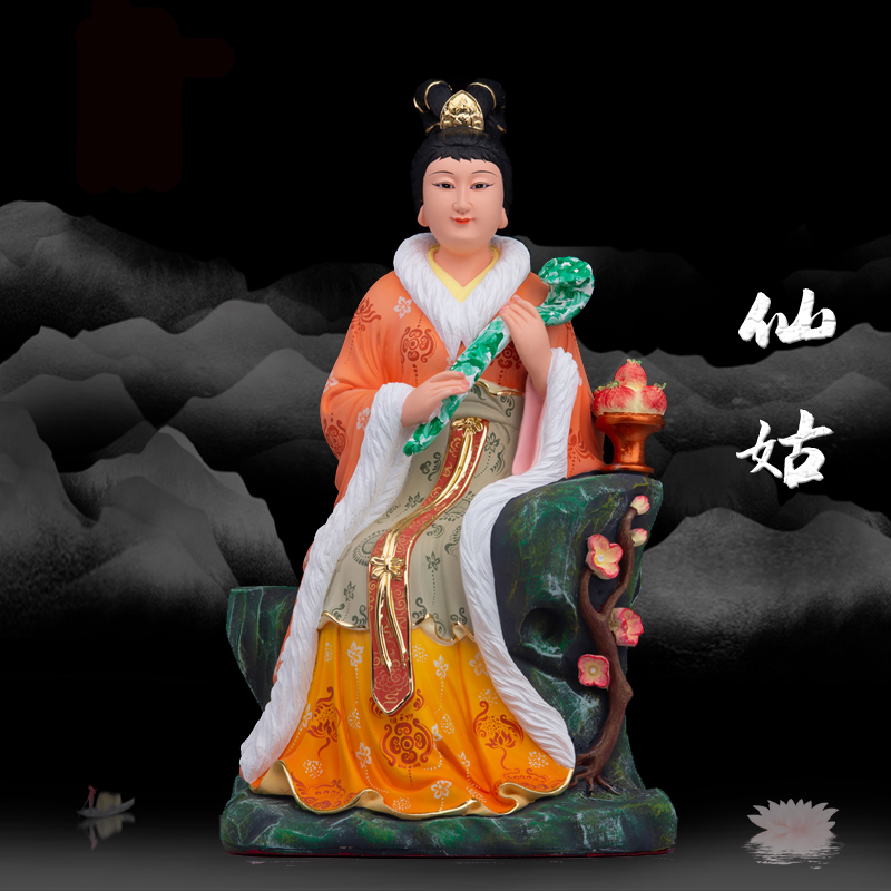 16寸树脂八仙何仙姑神像七仙女桃花仙子荷花仙子佛像家奉摆件新品