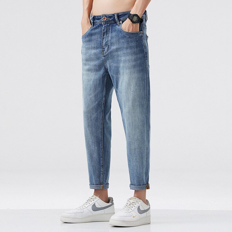 150cm矮个小个子八分锥形牛仔裤男生9分春夏小直筒8分裤薄款青年