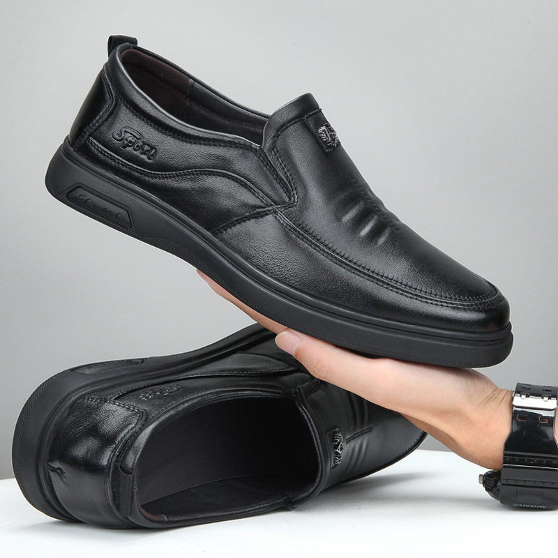 真皮男鞋头层牛皮高端男款商务鞋子春秋透气男士休闲皮鞋软底防滑