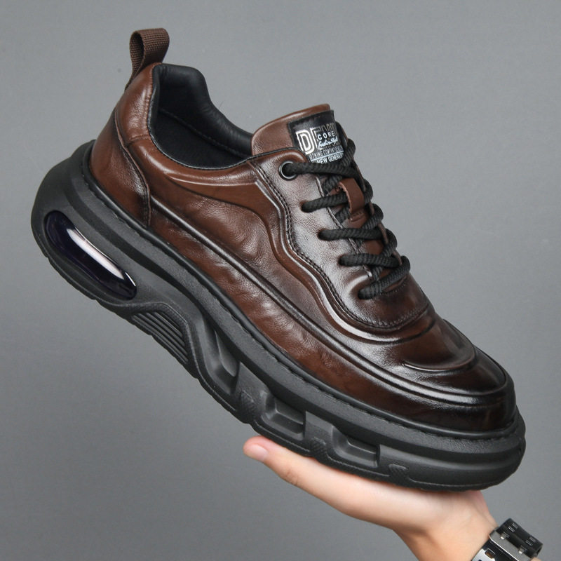 真皮男鞋头层牛皮运动高端商务鞋子春秋软底男士休闲皮鞋防滑