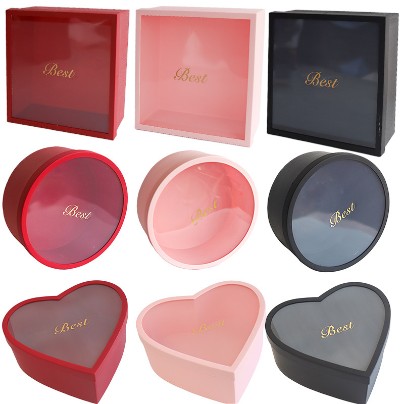 大号礼品盒伴手礼心形方盒鲜花水果花盒塑料透明开窗婚礼盒永生盒