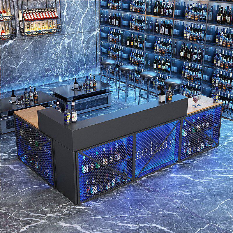 收银台柜台铁艺餐厅美式转角弧形前台桌奶茶店吧台实木商用吧台