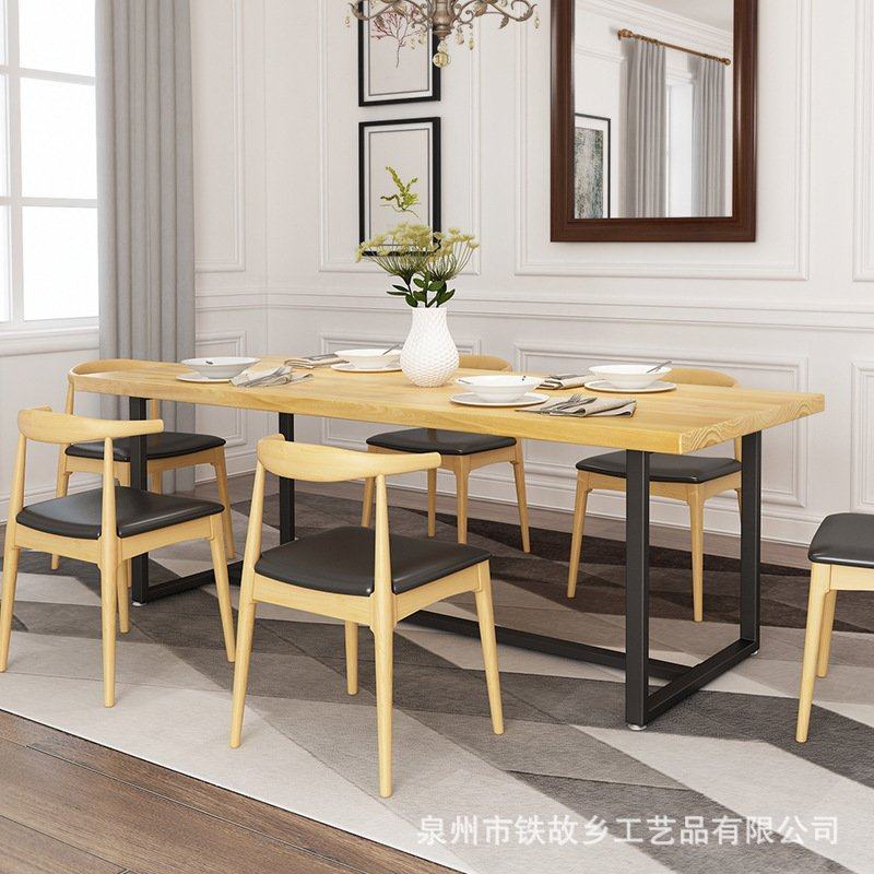 简约现代实木火锅餐桌 小户型长方形铁艺桌子饭店快餐店桌椅组合,住宅家具,板木餐桌,淘宝优惠券,粉丝福利购,淘宝优惠卷