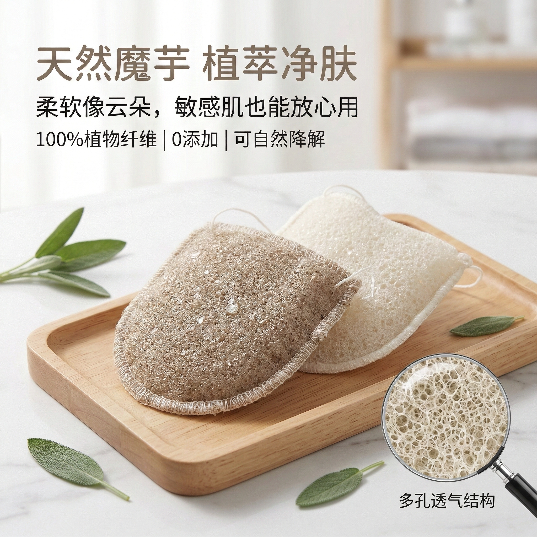 魔芋竹炭洁面面扑男女通用