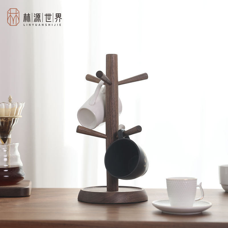黑胡桃实木质杯架餐桌客厅玻璃杯马克杯家用咖啡杯茶杯收纳架子