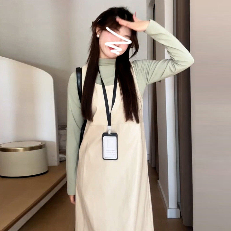 高级感韩系秋冬背带裙两件套早春