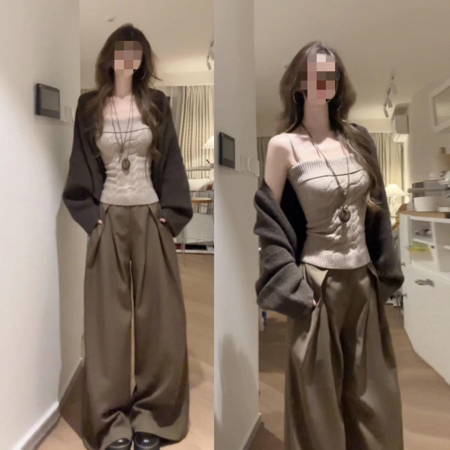 慵懒风针织套装女2026早春新款修身吊带背心蝙蝠袖毛衣开衫两件套